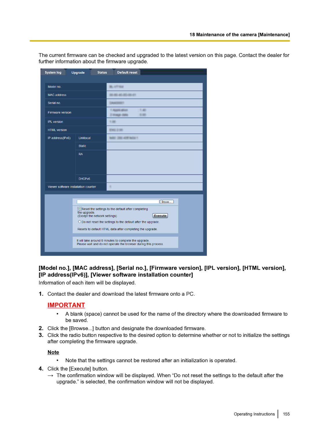 Panasonic BLVT164P operating instructions Operating Instructions 155 