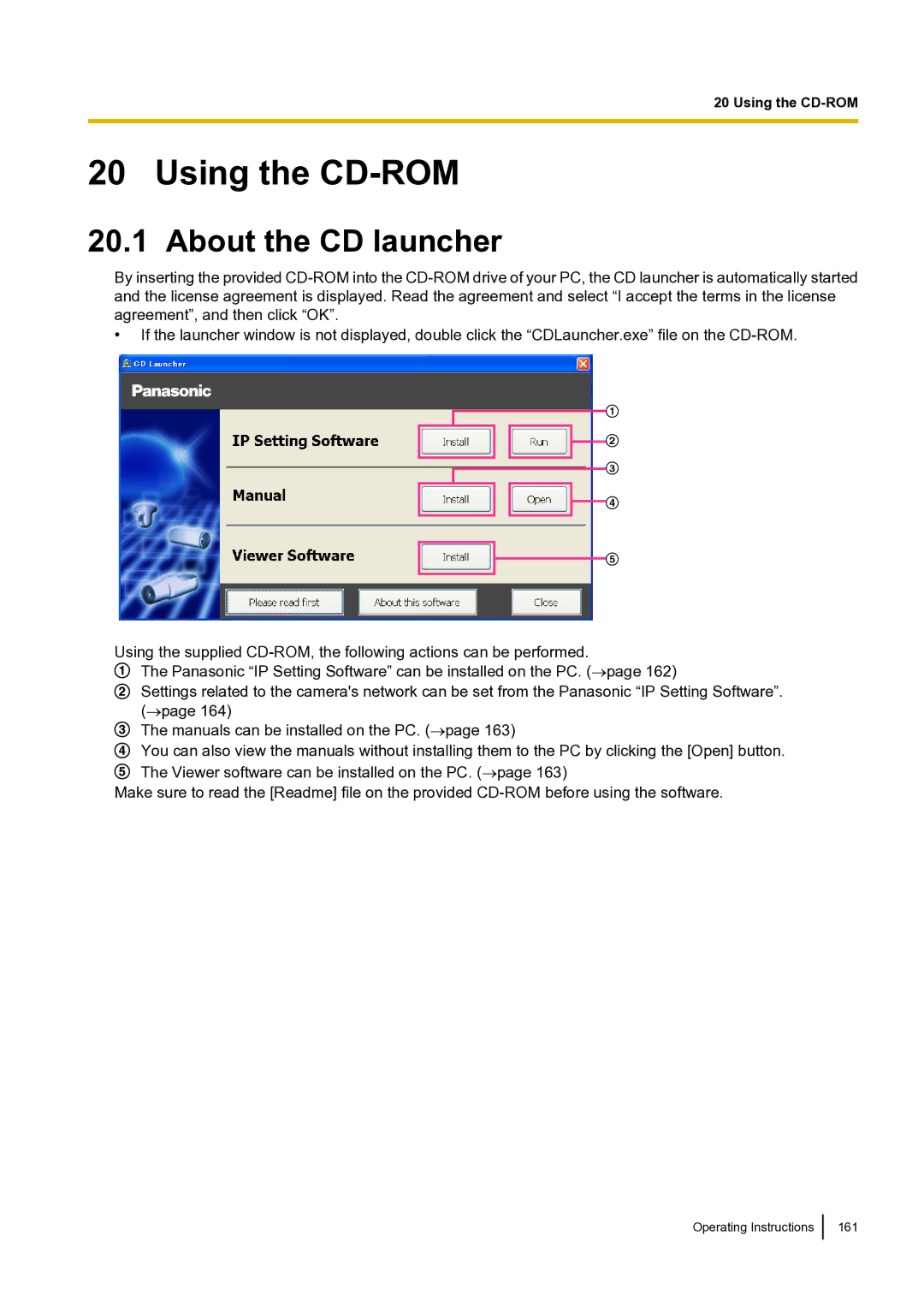 Panasonic BLVT164P operating instructions Using the CD-ROM, About the CD launcher 