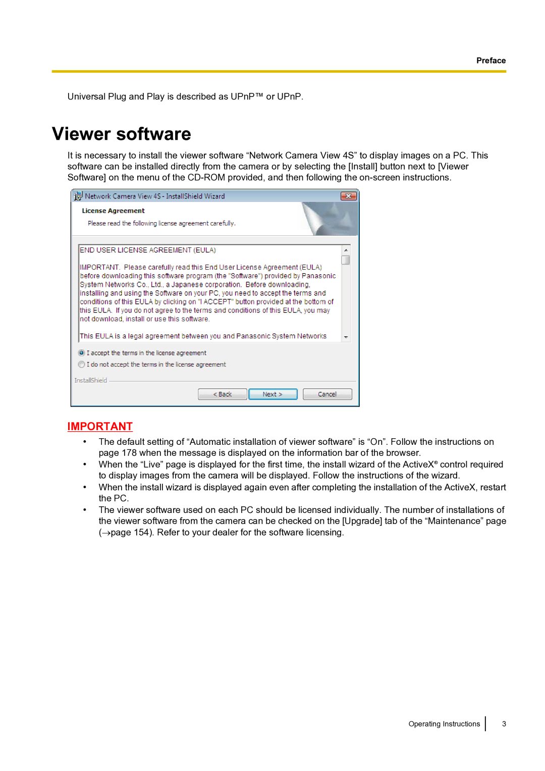 Panasonic BLVT164P operating instructions Viewer software 