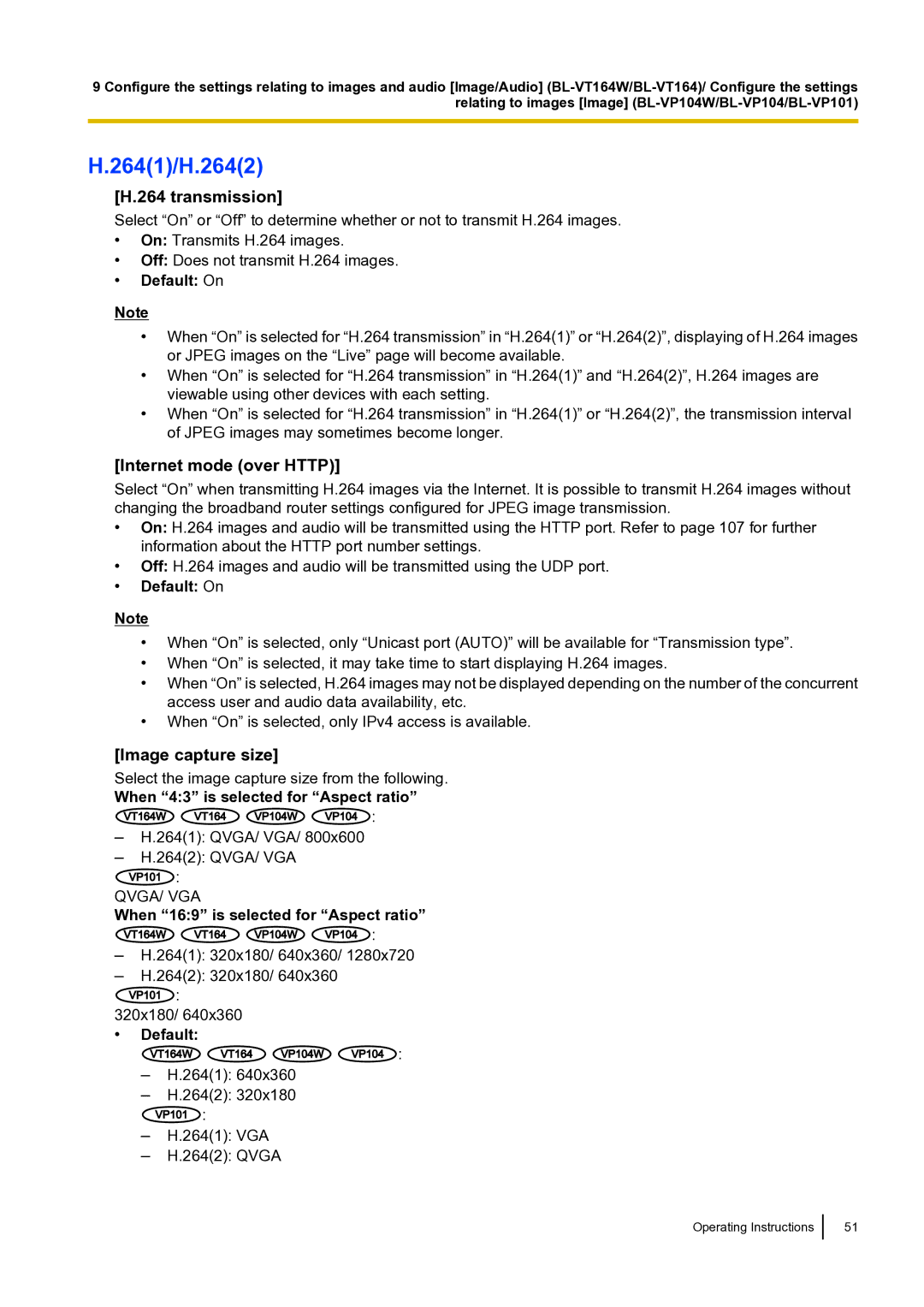 Panasonic BLVT164P operating instructions 2641/H.2642, Internet mode over Http 