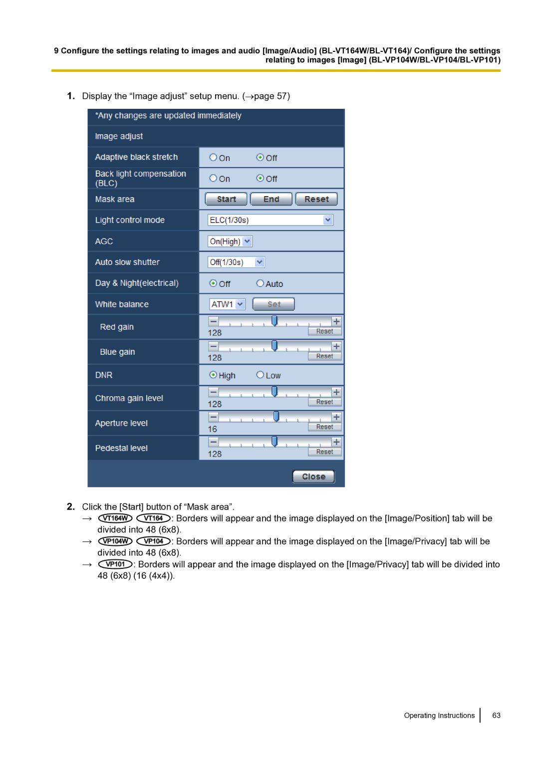 Panasonic BLVT164P operating instructions Divided into 48 