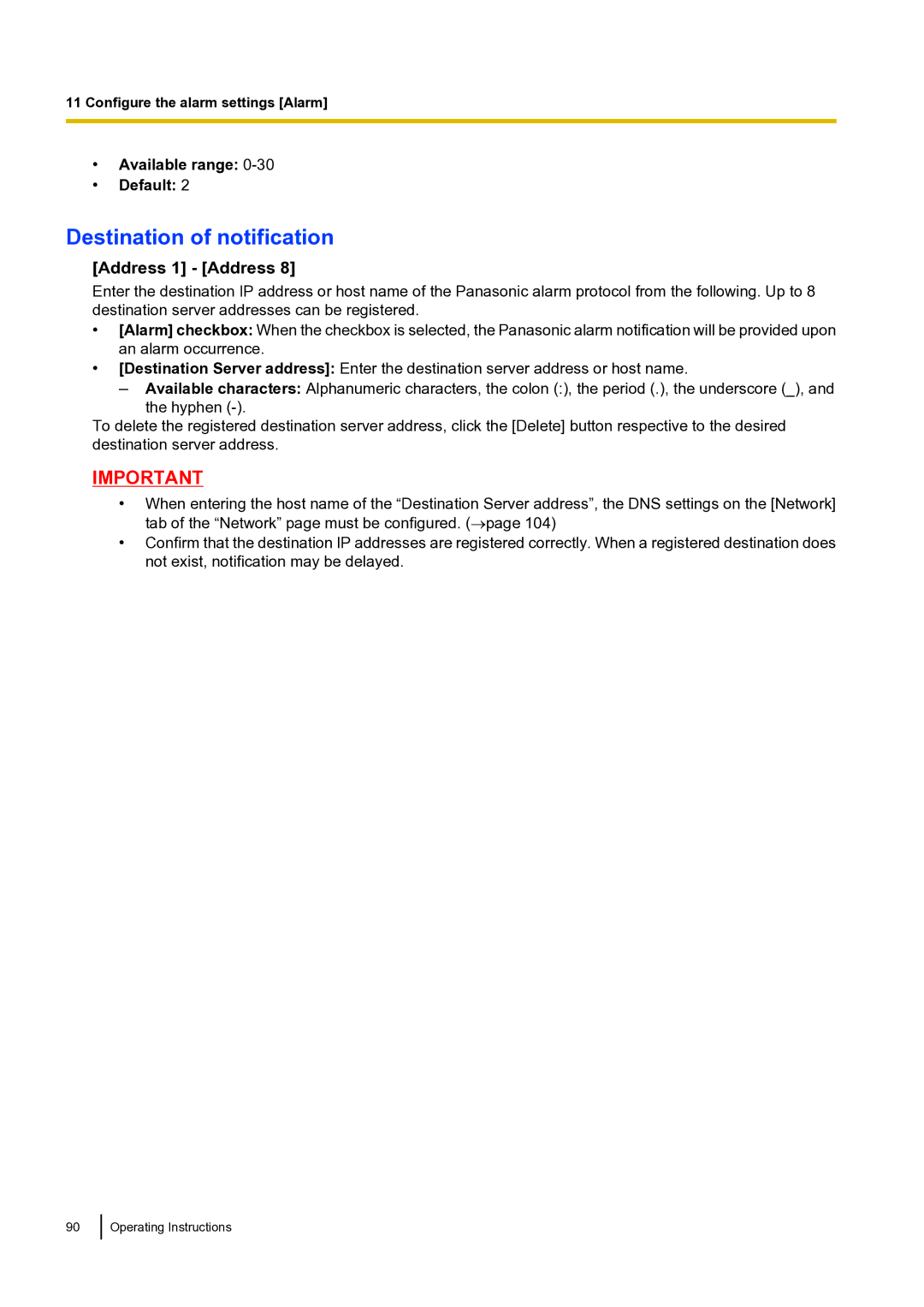 Panasonic BLVT164P operating instructions Available range Default 