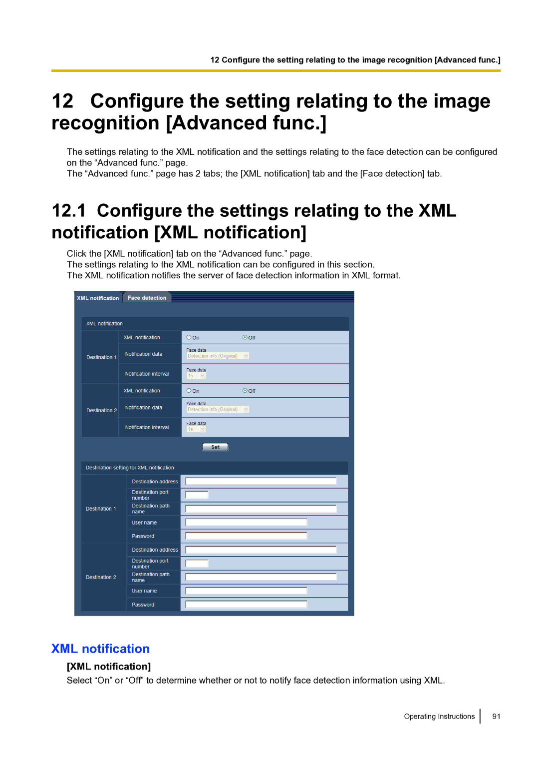 Panasonic BLVT164P operating instructions XML notification 