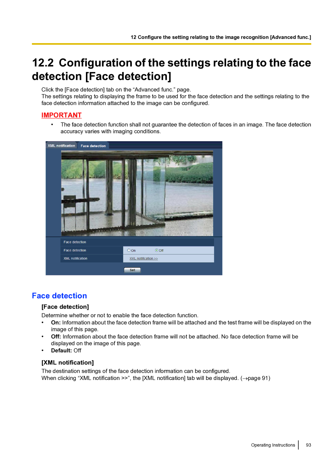 Panasonic BLVT164P operating instructions Face detection 