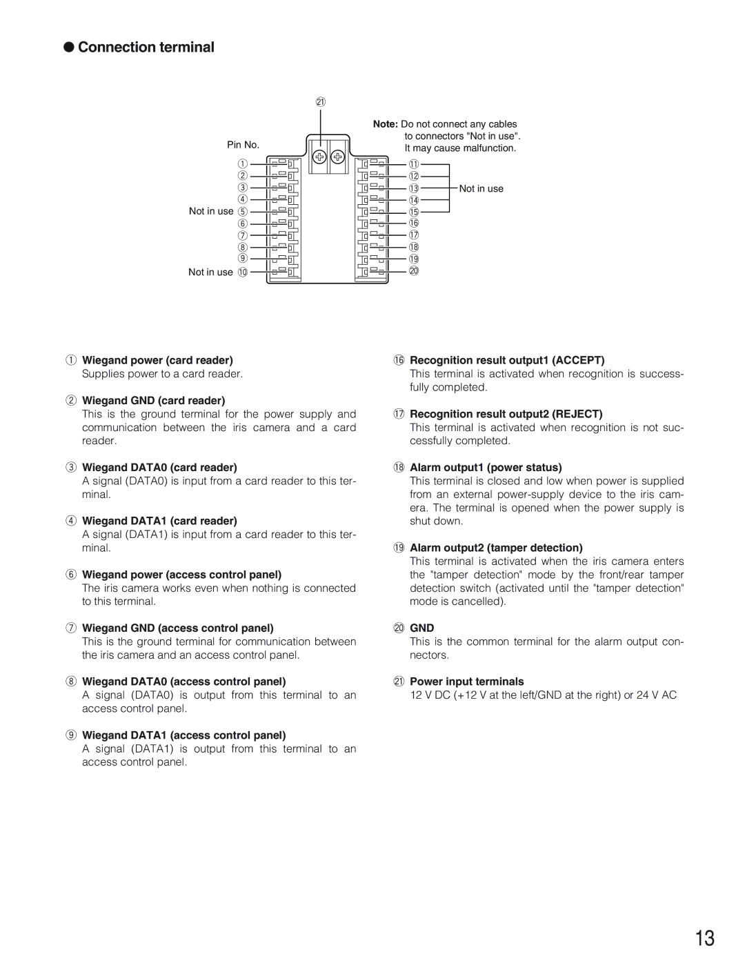 Panasonic BM-ET300AE operating instructions Connection terminal 