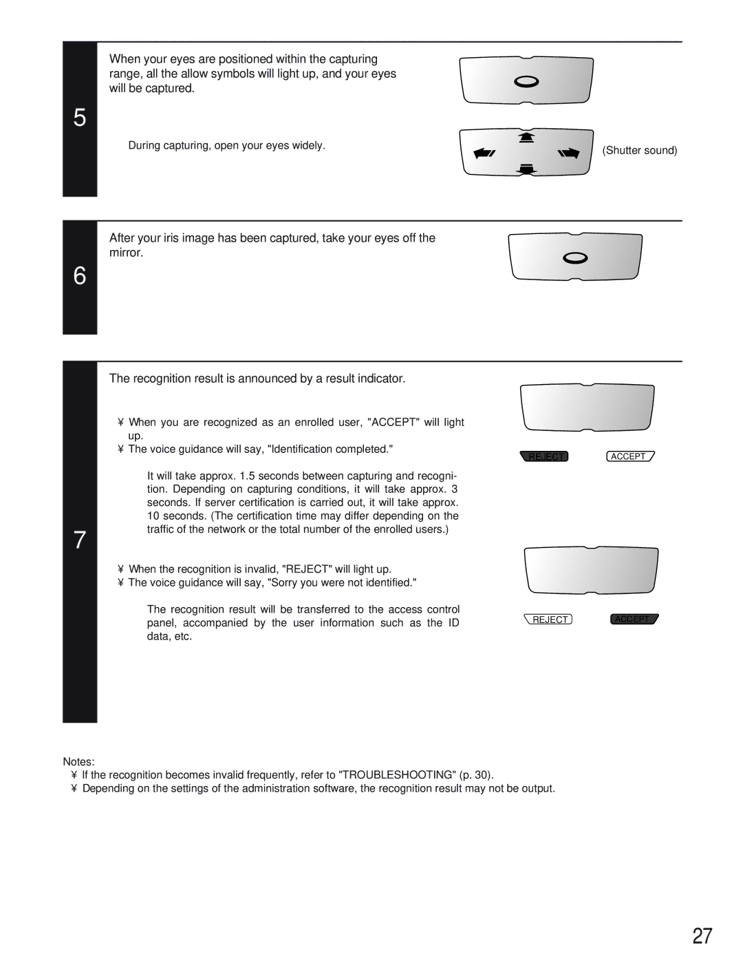 Panasonic BM-ET300AE operating instructions During capturing, open your eyes widely 