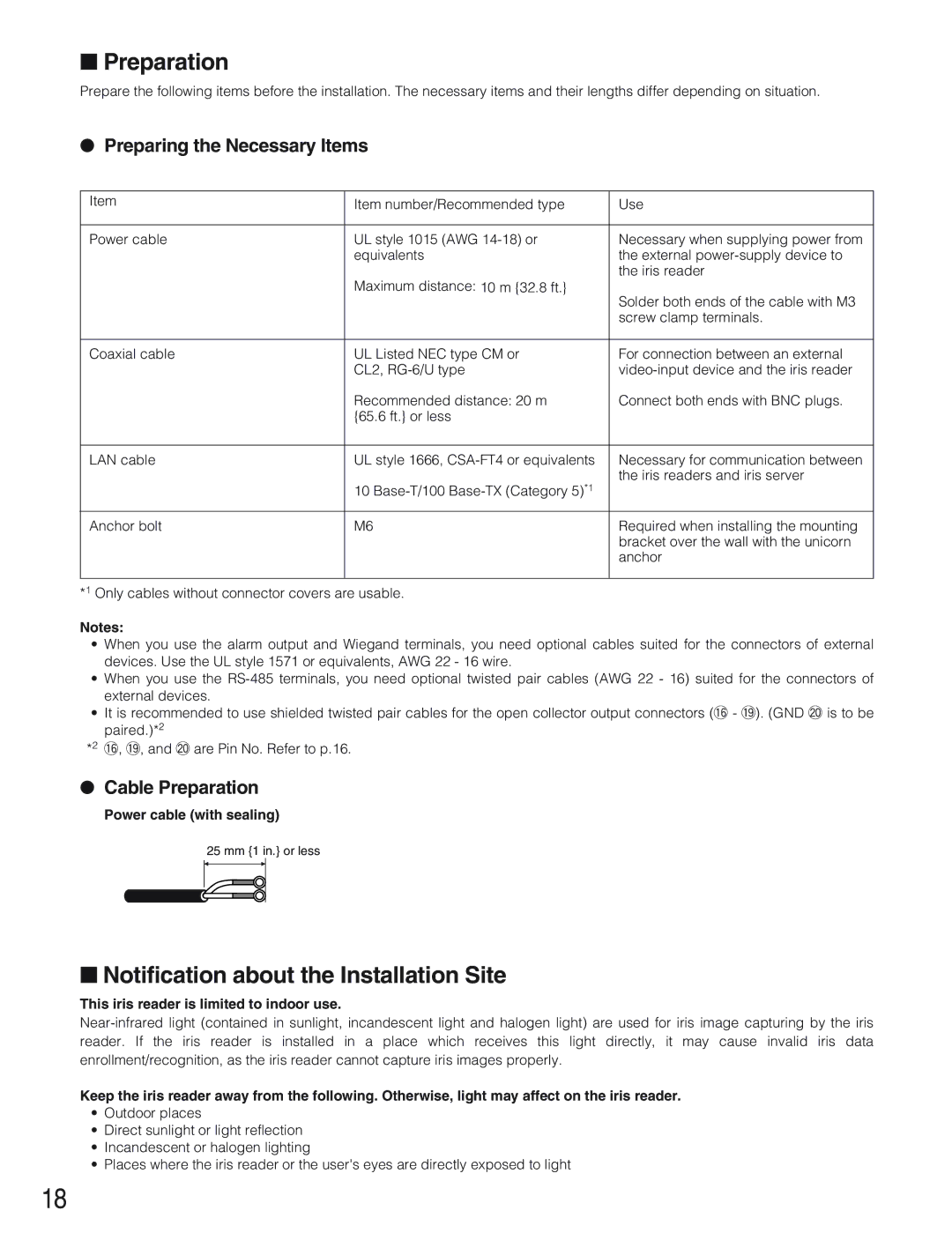 Panasonic BM-ET330 Notification about the Installation Site, Preparing the Necessary Items, Cable Preparation 