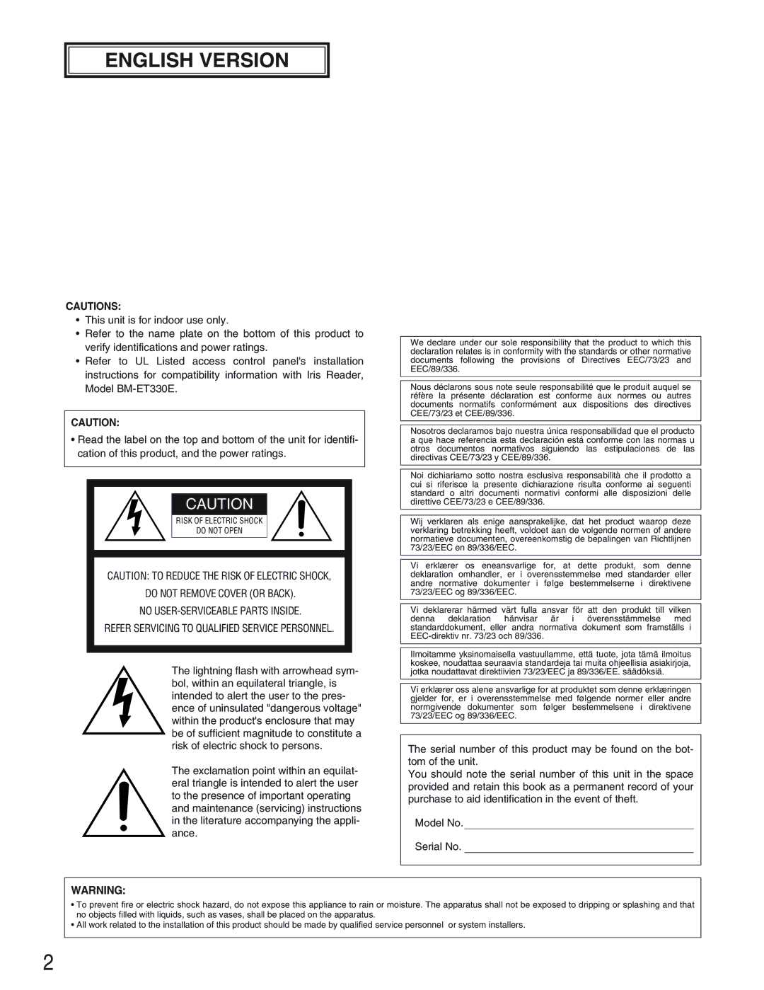 Panasonic BM-ET330 operating instructions English Version 