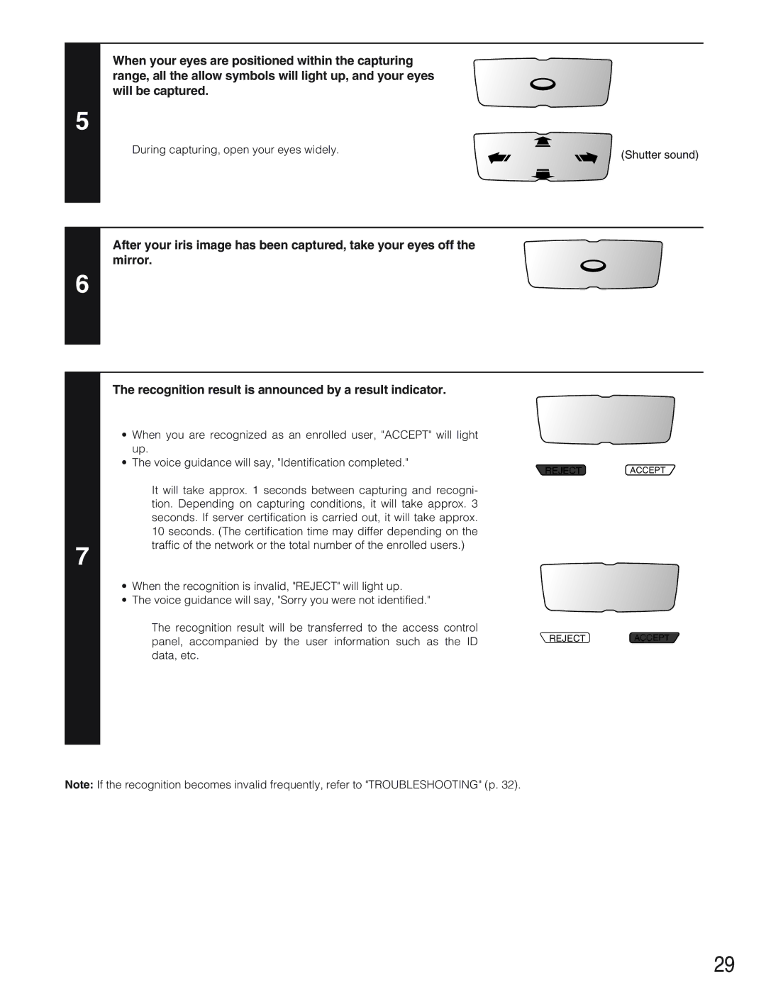 Panasonic BM-ET330 operating instructions During capturing, open your eyes widely 