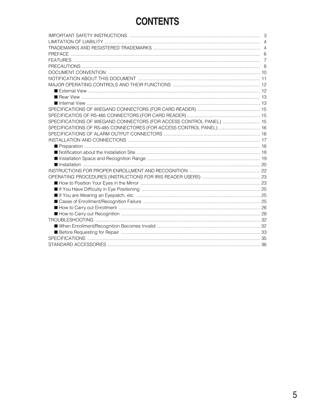 Panasonic BM-ET330 operating instructions Contents 