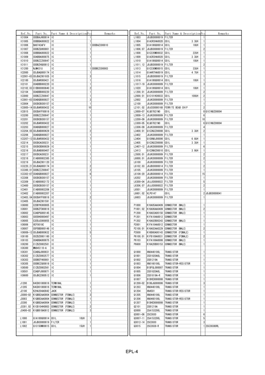 Panasonic BT-LH1700WMC, BT-YAE1700G, BT-LH1700WP manual EPL-4, BA9743AFV 