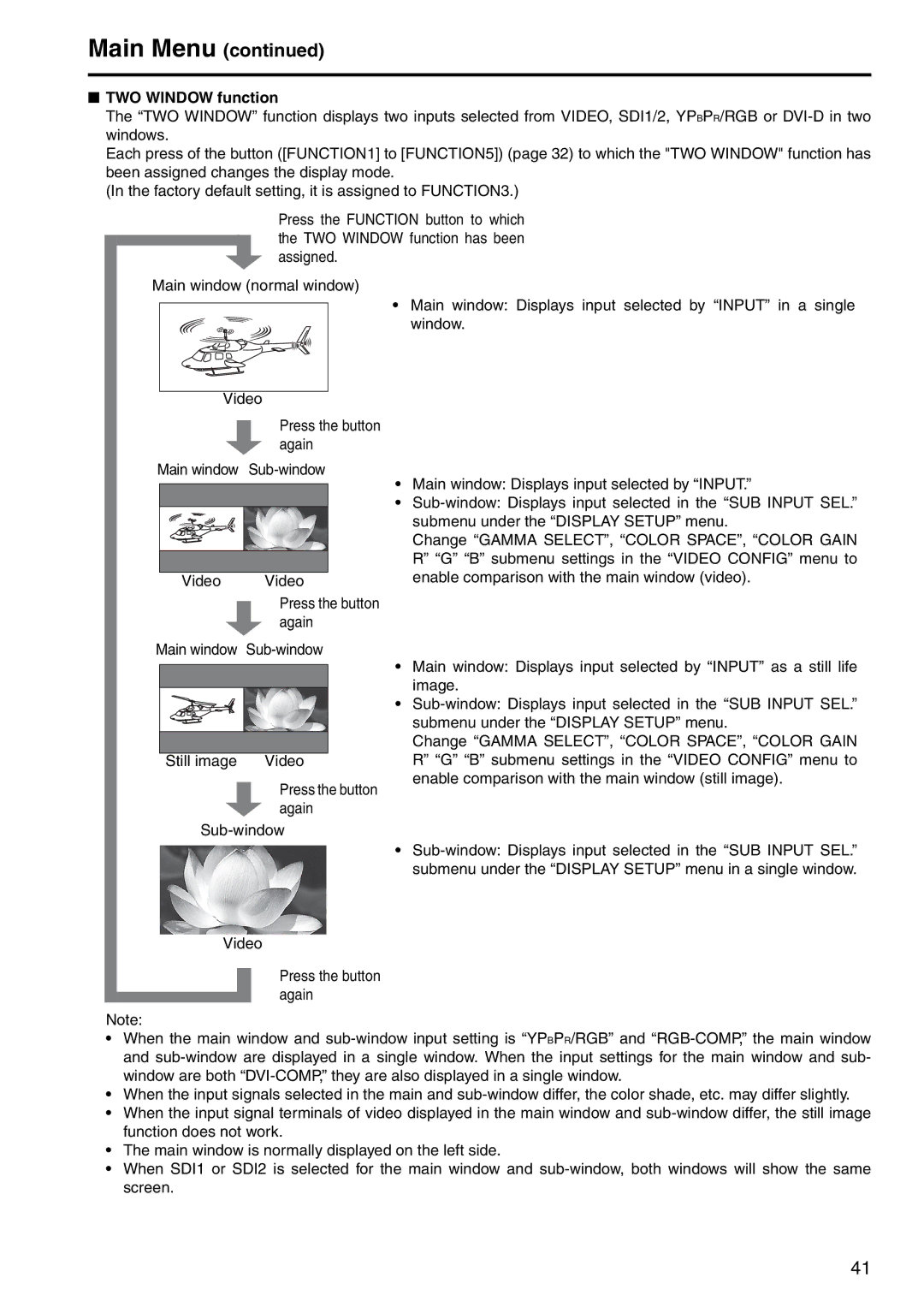 Panasonic BT-LH2550 manual TWO Window function 