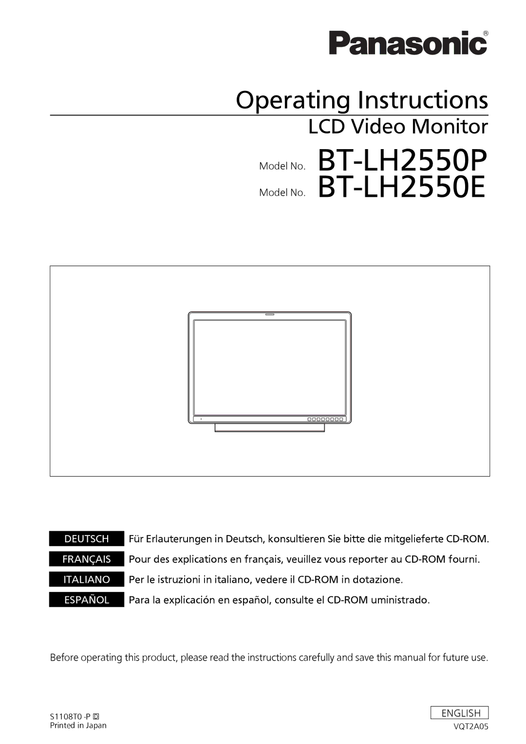 Panasonic manual BT-LH2550P BT-LH2550E 