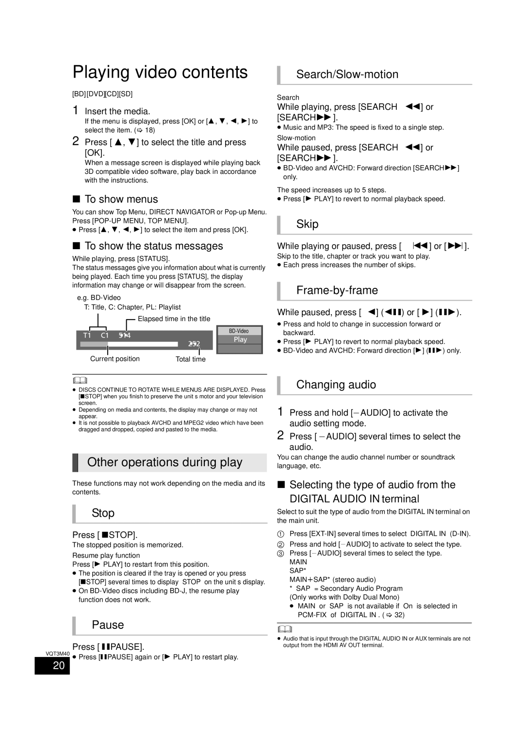 Panasonic BTT268 owner manual Playing video contents 