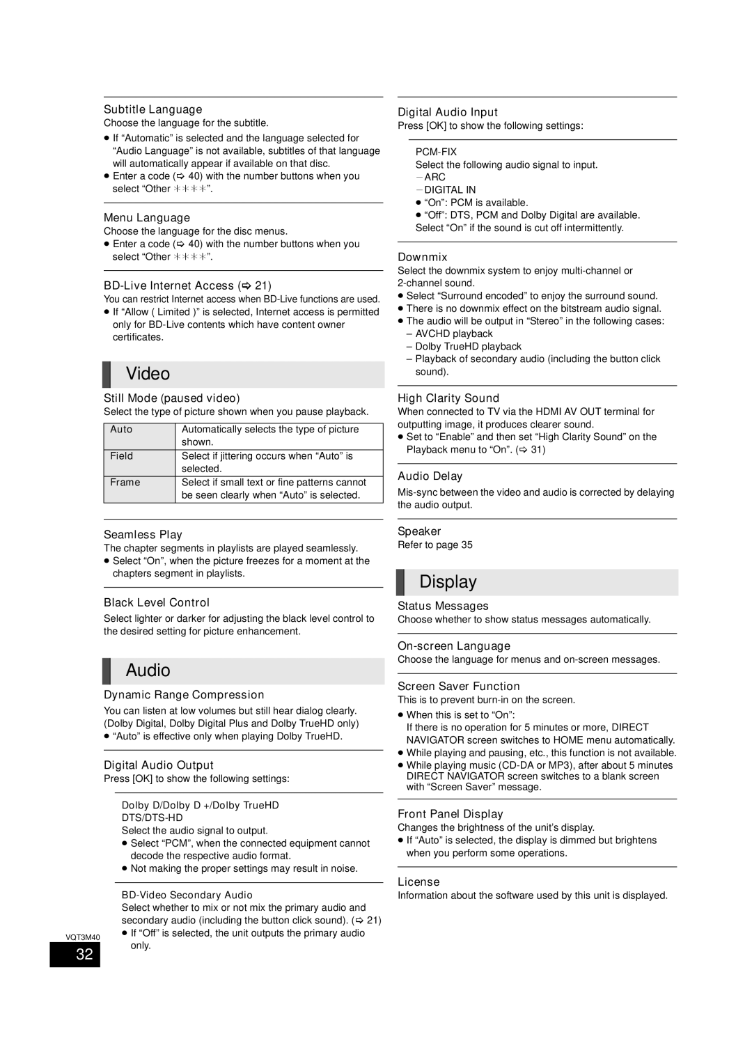 Panasonic BTT268 owner manual Display 