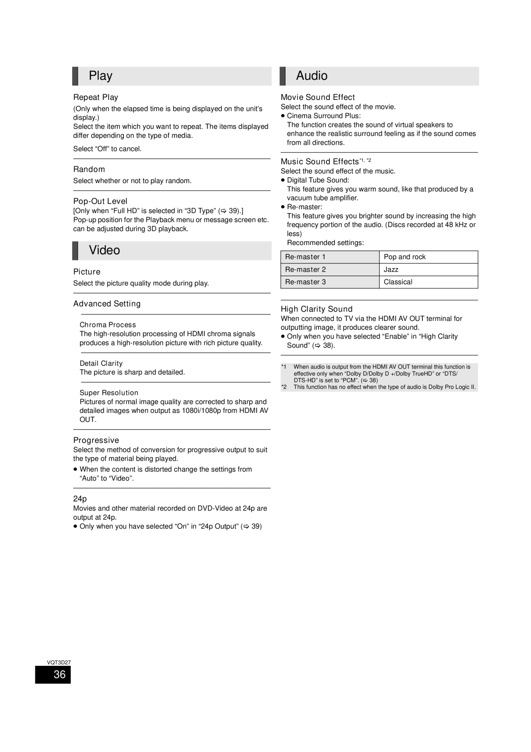 Panasonic BTT273, SC-BTT770, SC-BTT370 owner manual Play, Video, Audio 