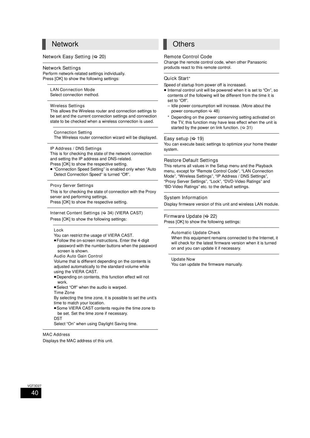 Panasonic SC-BTT770, BTT273, SC-BTT370 owner manual Network, Others 