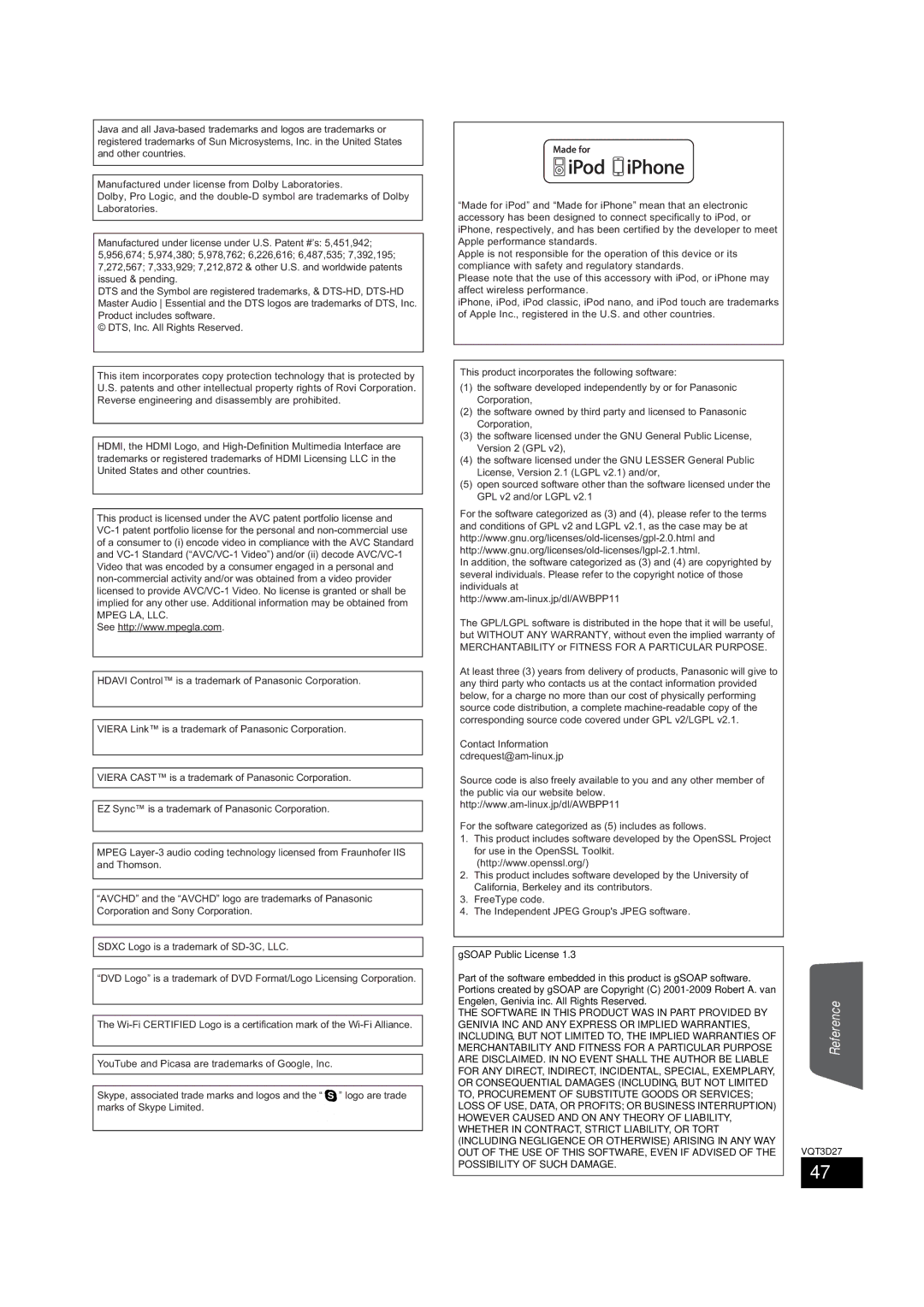 Panasonic SC-BTT370, BTT273, SC-BTT770 owner manual Reference 