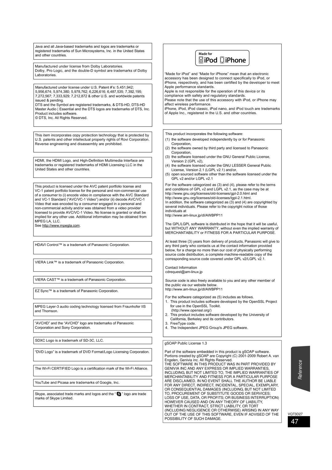 Panasonic SC-BTT370, BTT273, SC-BTT770 owner manual Reference 