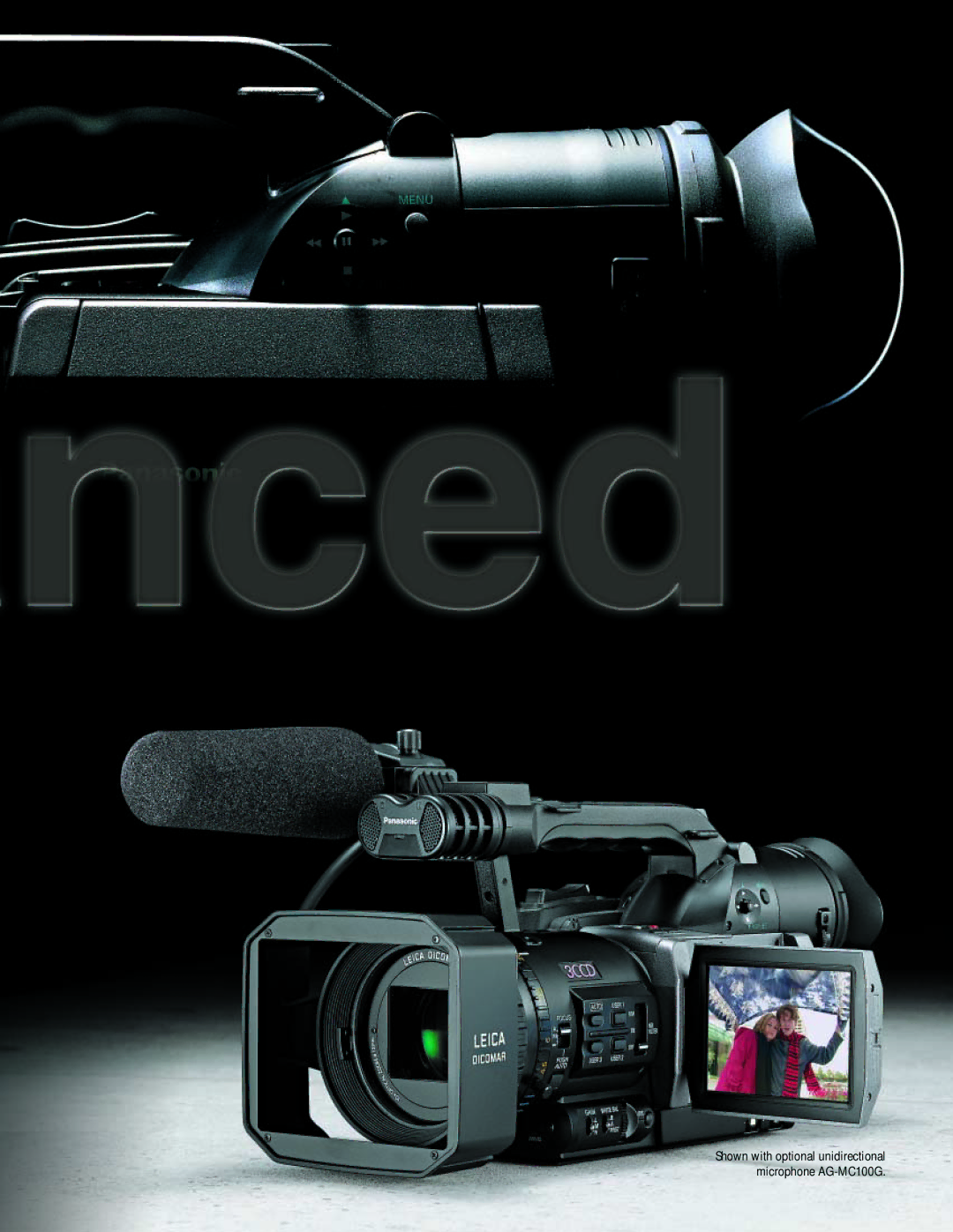 Panasonic Camera-Recorder manual Shown with optional unidirectional microphone AG-MC100G 