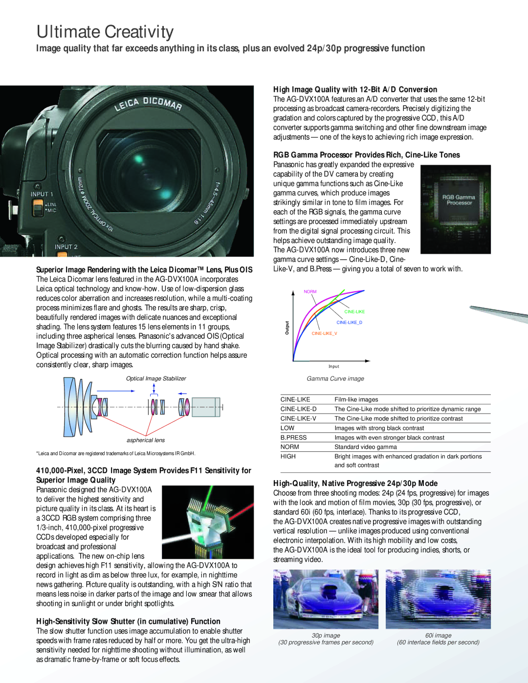 Panasonic Camera-Recorder High Image Quality with 12-Bit A/D Conversion, High-Quality, Native Progressive 24p/30p Mode 