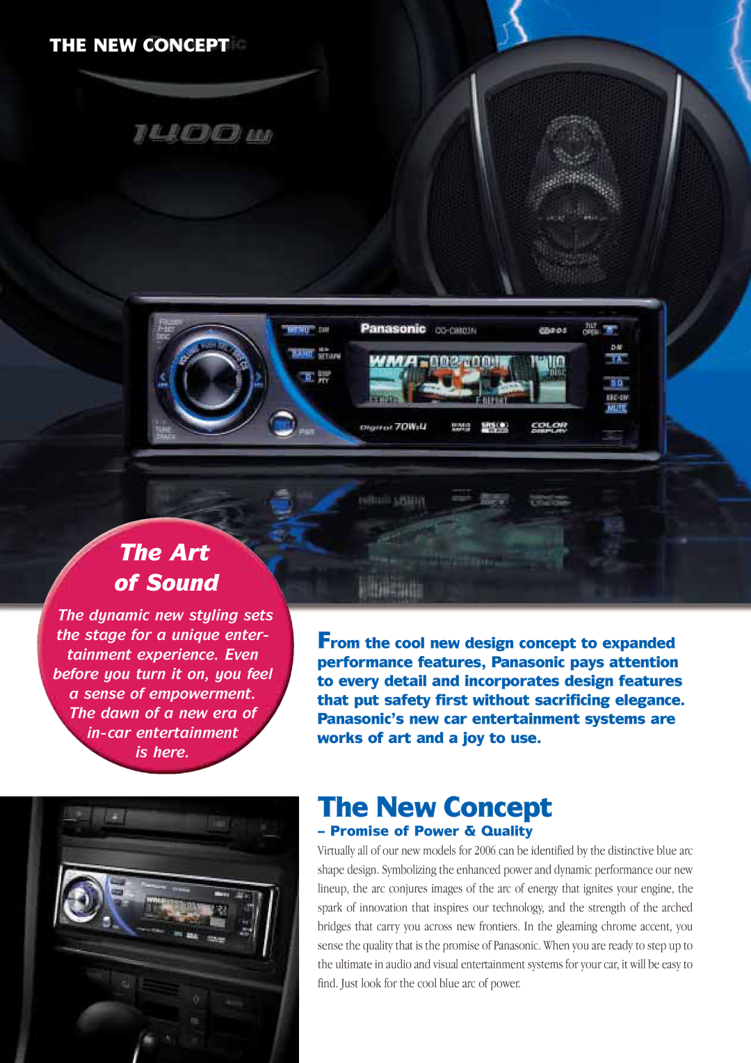 Panasonic Car Audio & DVD Car Navigation System manual Art Sound, Promise of Power & Quality 