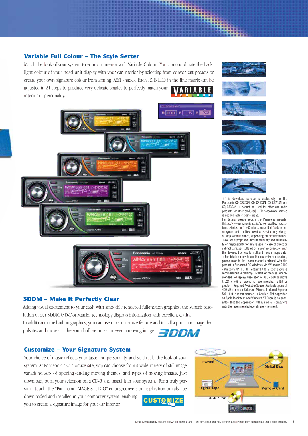 Panasonic Car Audio & DVD Car Navigation System manual Variable Full Colour The Style Setter, 3DDM Make It Perfectly Clear 