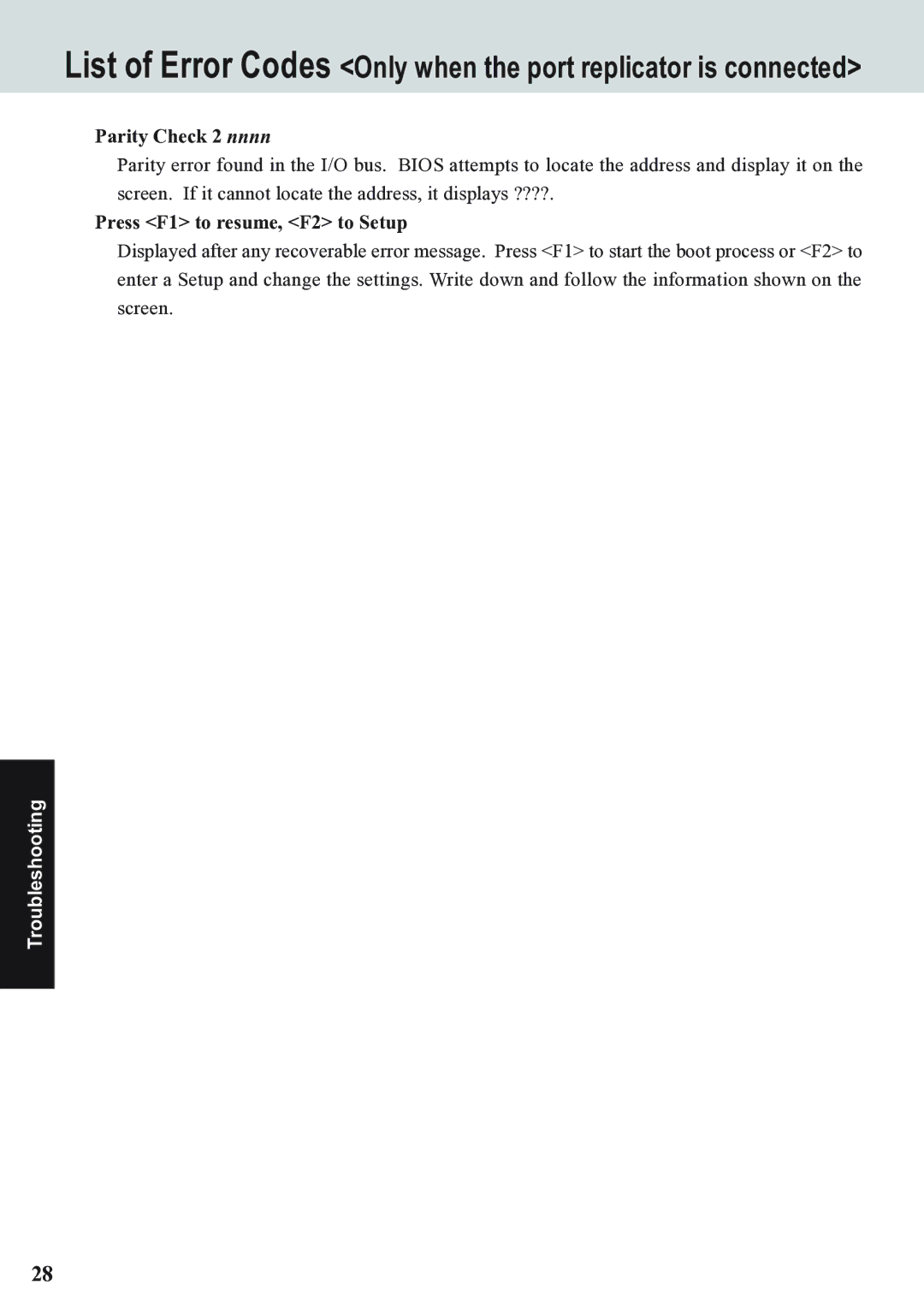 Panasonic CF-07 Series appendix Parity Check 2 nnnn 