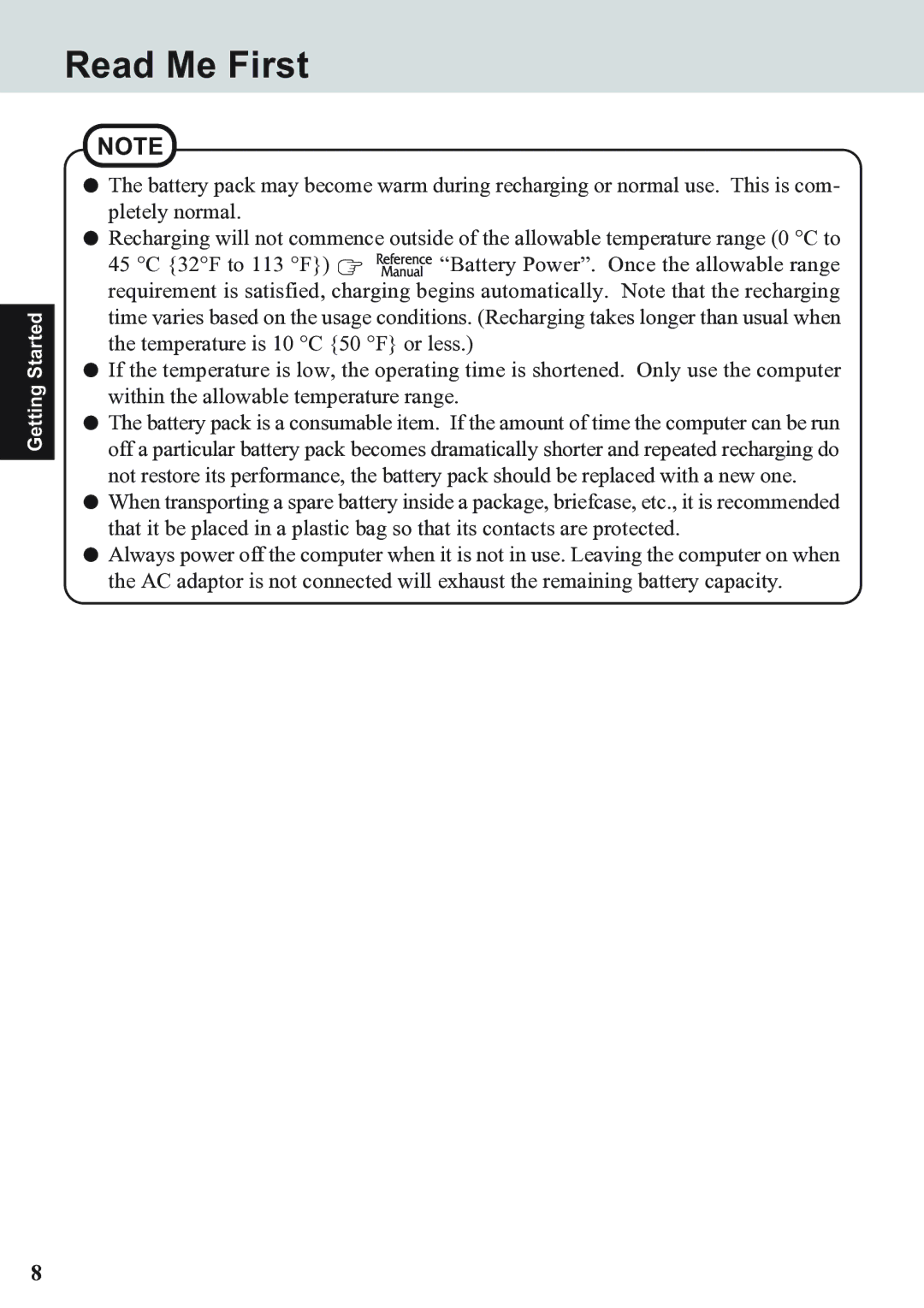 Panasonic CF-07 Series appendix Read Me First 