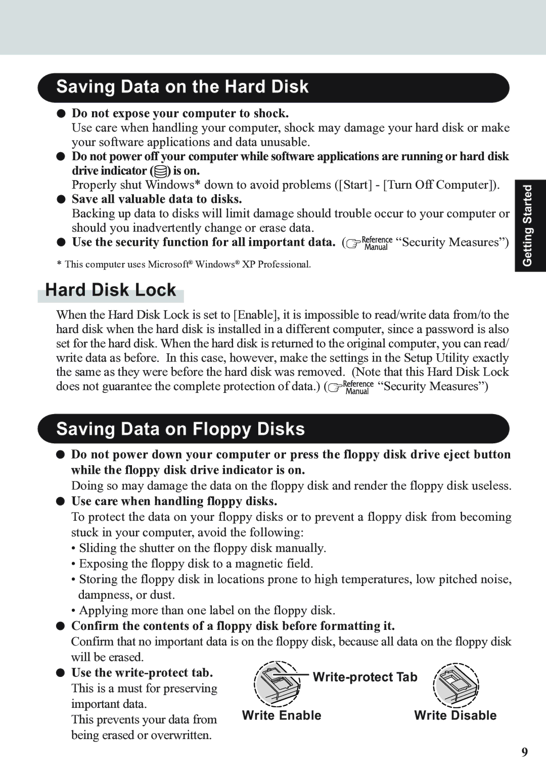 Panasonic CF-07 Series appendix Saving Data on the Hard Disk, Saving Data on Floppy Disks 