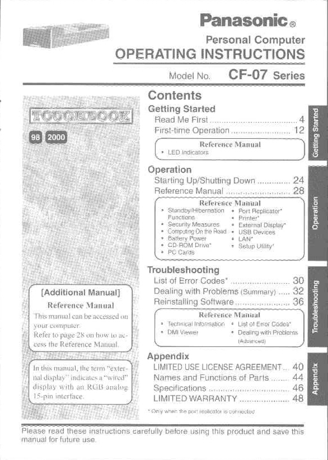 Panasonic CF-07 manual 