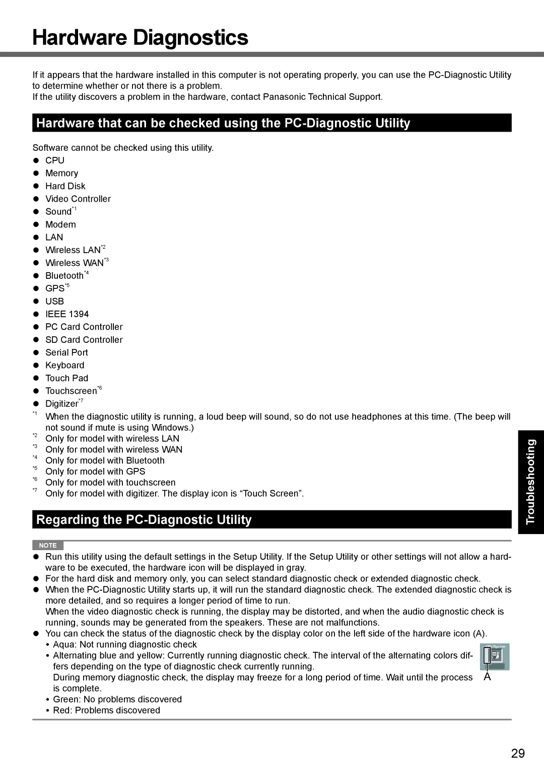 Panasonic CF-19 series appendix Hardware Diagnostics, Regarding the PC-Diagnostic Utility 