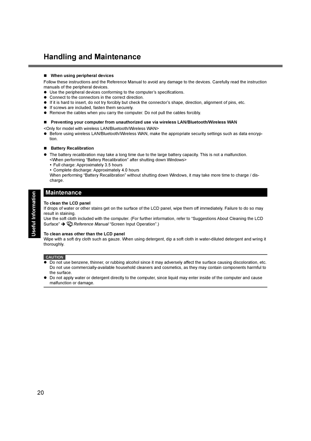 Panasonic CF-19 appendix Handling and Maintenance 