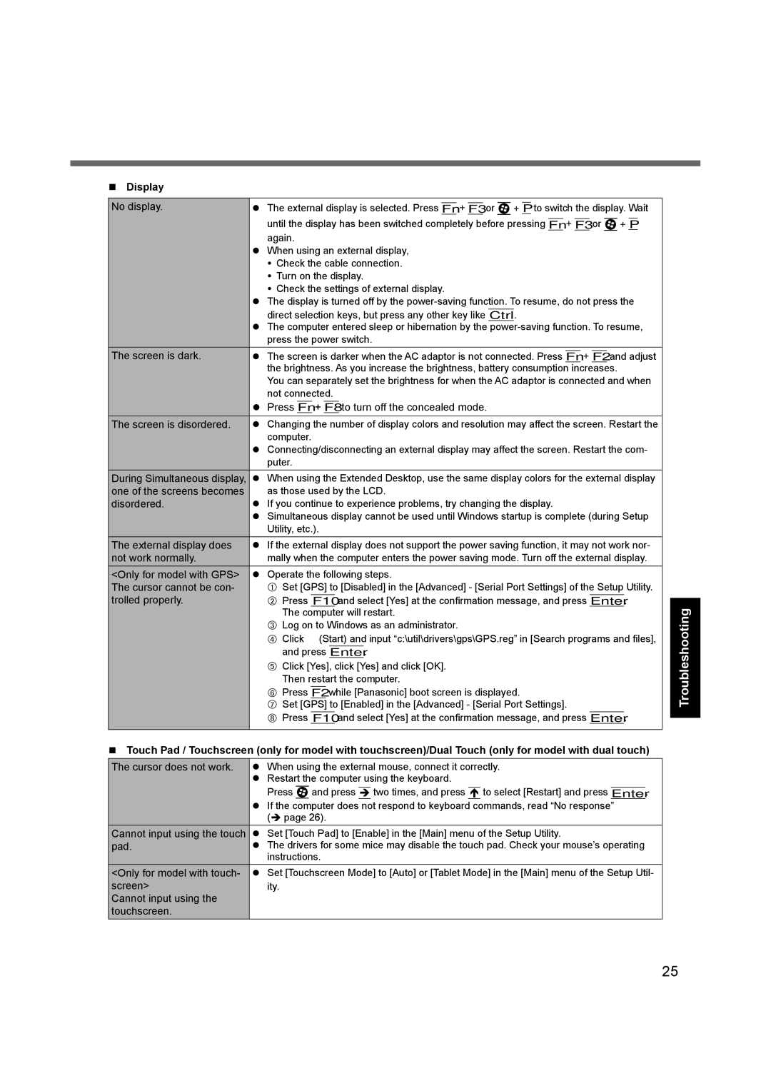 Panasonic CF-19 appendix  Display, No display 