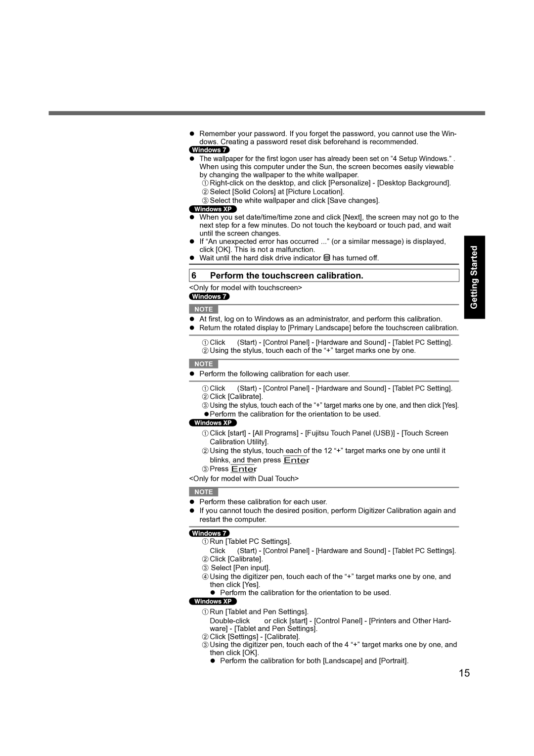 Panasonic CF-19 manual Perform the touchscreen calibration 