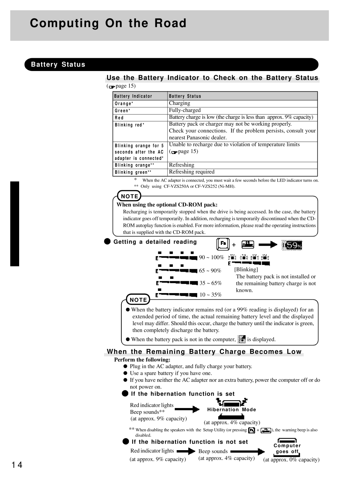 Panasonic CF-25 operating instructions When using the optional CD-ROM pack, Perform the following 