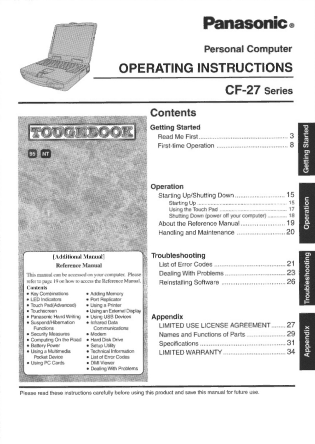 Panasonic CF-27 manual 