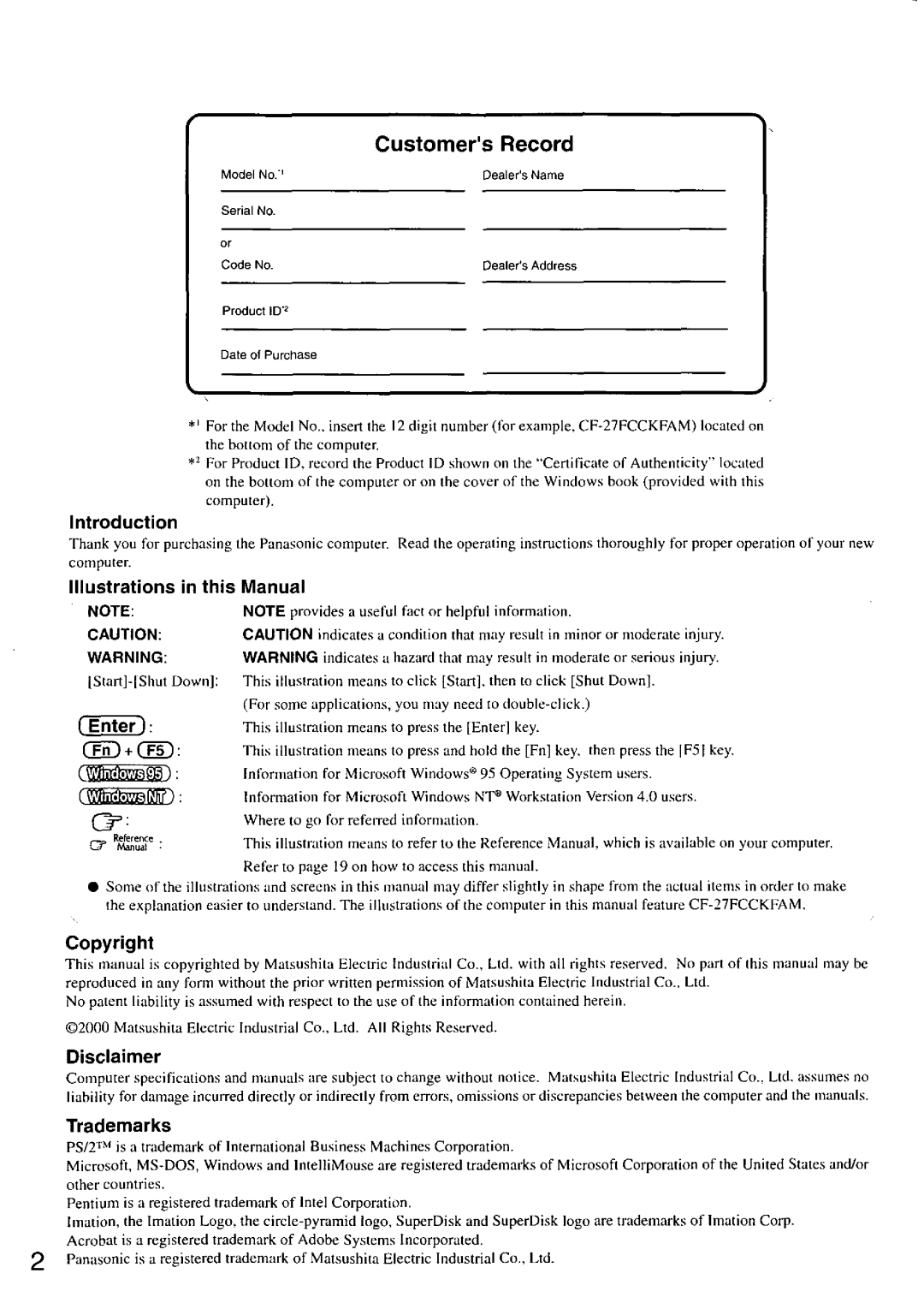 Panasonic CF-27 manual 