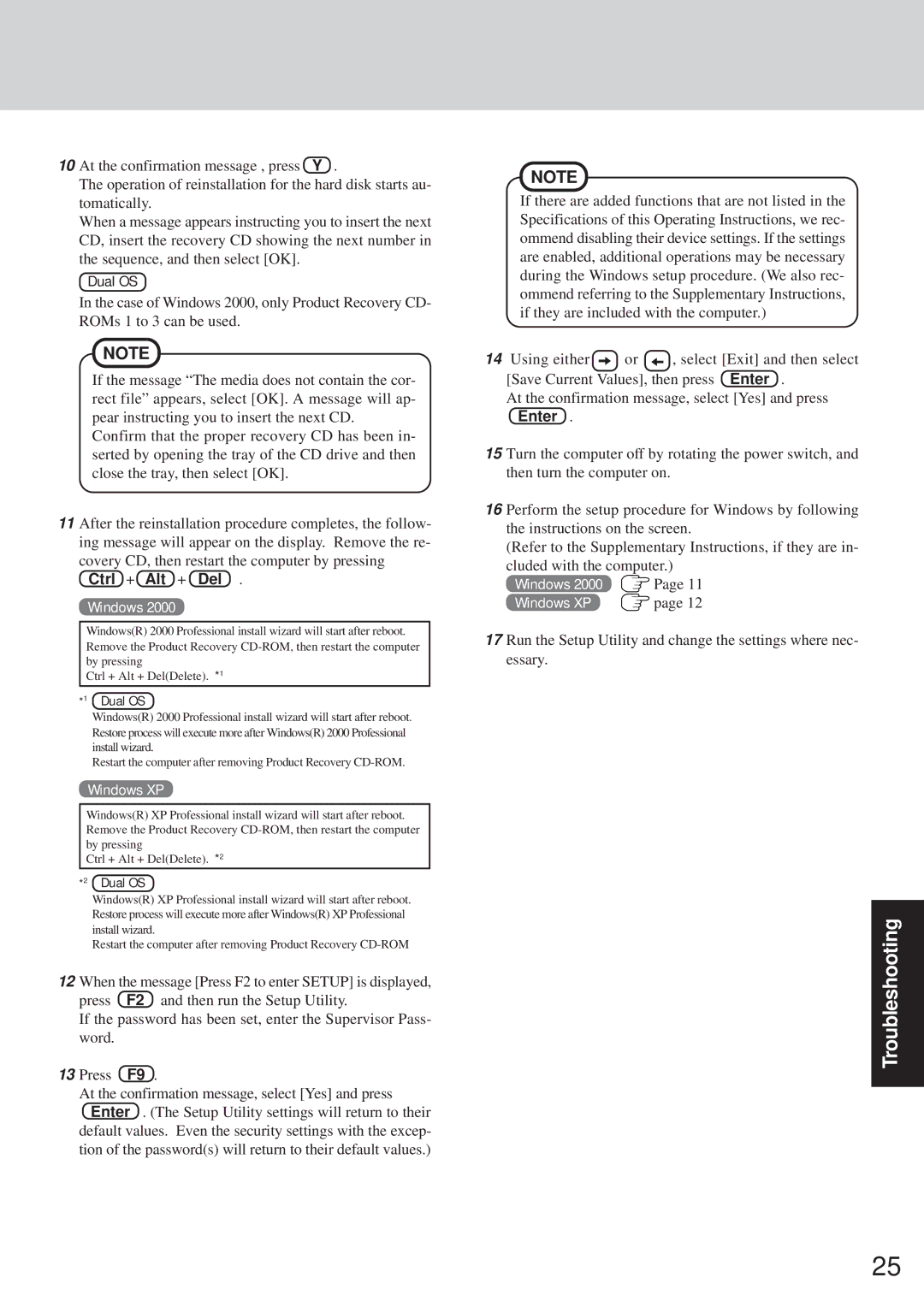 Panasonic CF-28 Series operating instructions Ctrl + Alt + Del 