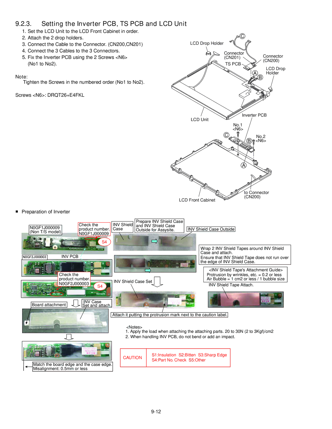 Panasonic CF-30KTPAXxM service manual Setting the Inverter PCB, TS PCB and LCD Unit, Preparation of Inverter, Inv Pcb 