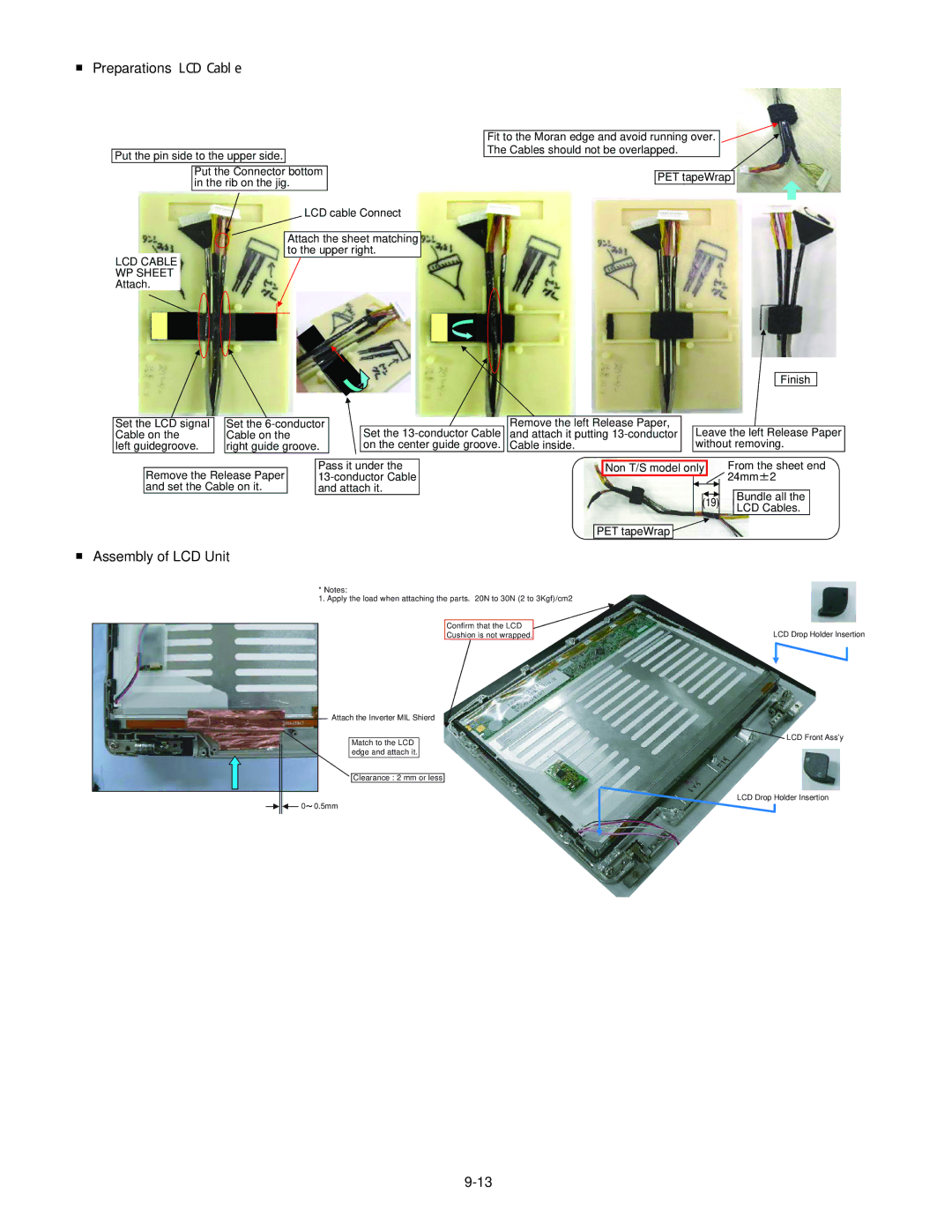 Panasonic CF-30KTPAXxM service manual Preparations LCD Cable, Assembly of LCD Unit 