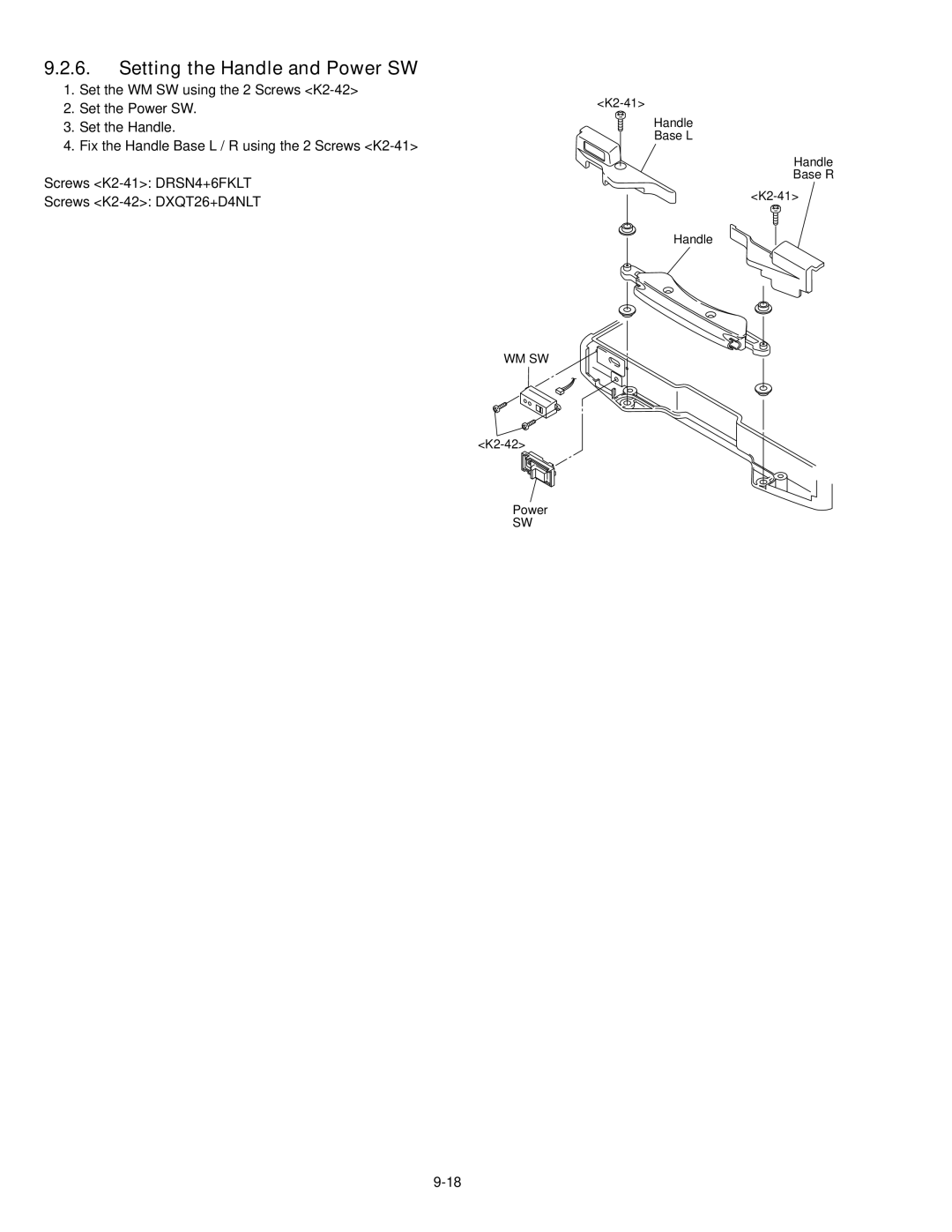 Panasonic CF-30KTPAXxM Setting the Handle and Power SW, Set the WM SW using the 2 Screws K2-42, Set the Power SW 