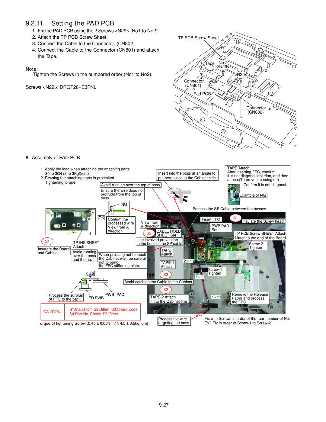 Panasonic CF-30KTPAXxM service manual Setting the PAD PCB, Pwb Pad, Tape, Led Pwb 