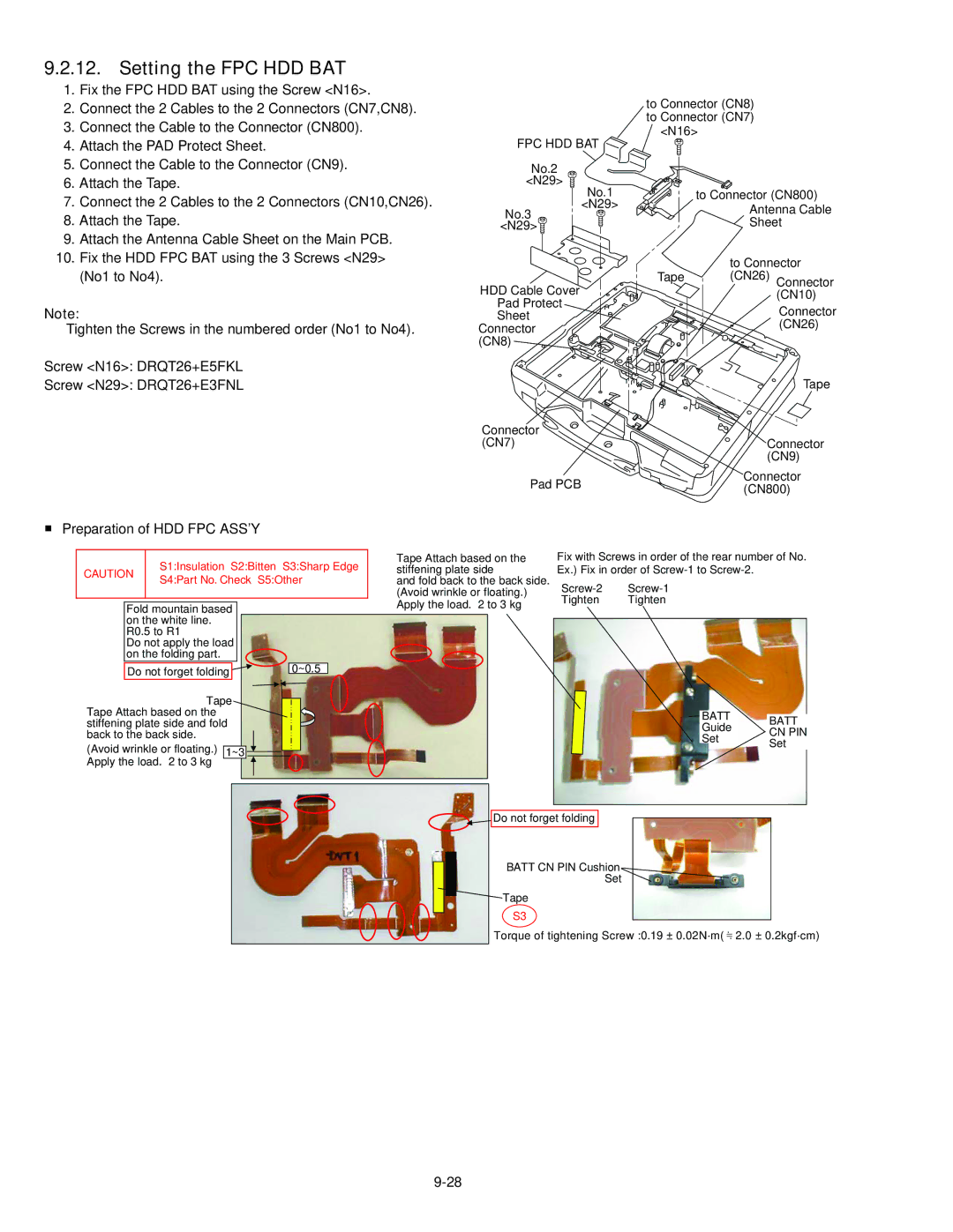 Panasonic CF-30KTPAXxM service manual Setting the FPC HDD BAT, Preparation of HDD FPC ASS’Y, Batt 