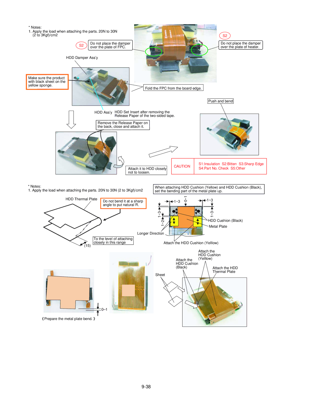 Panasonic CF-30KTPAXxM service manual Push and bend Attach it to HDD closely not to loosen, HDD Cushion Black, Metal Plate 