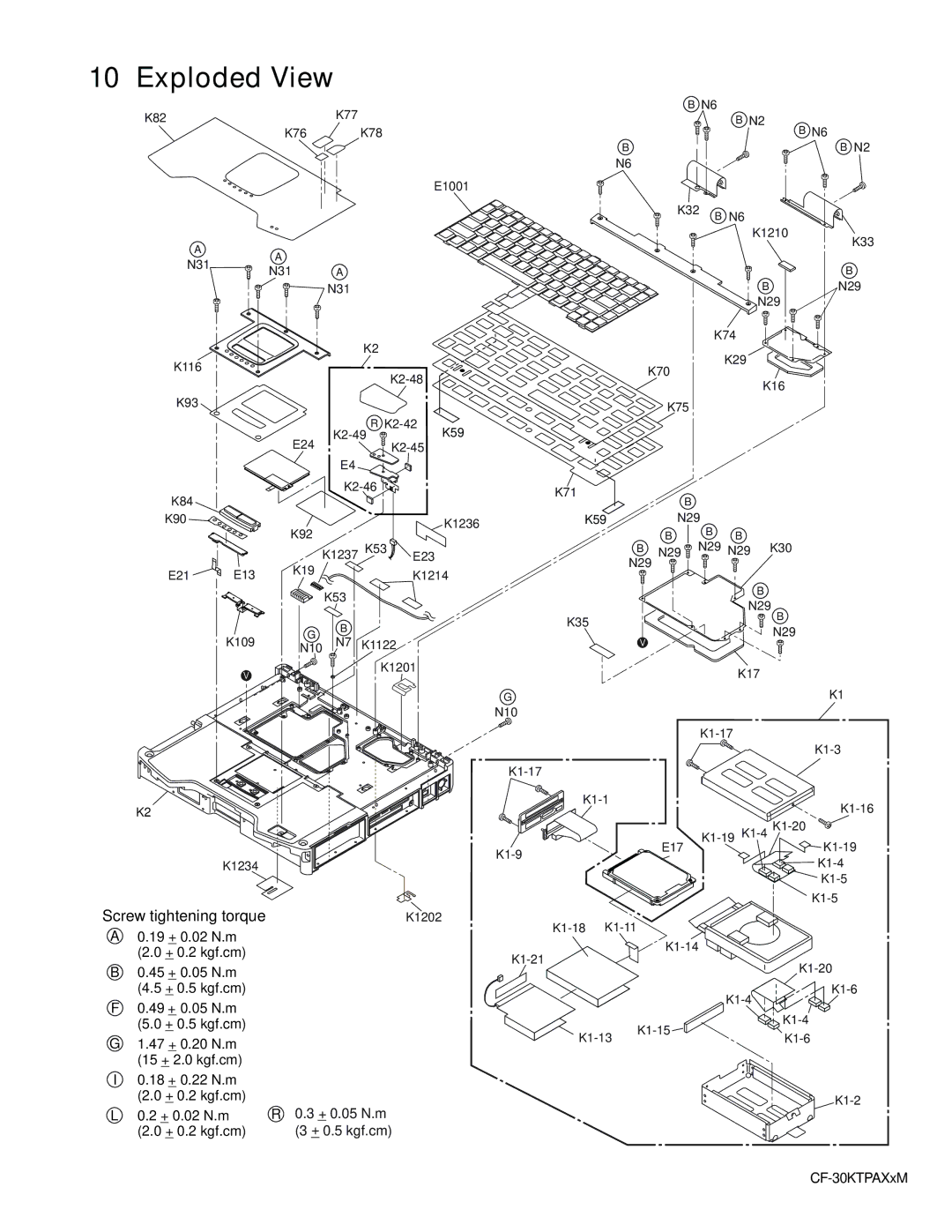 Panasonic CF-30KTPAXxM service manual Exploded View, K1-4 