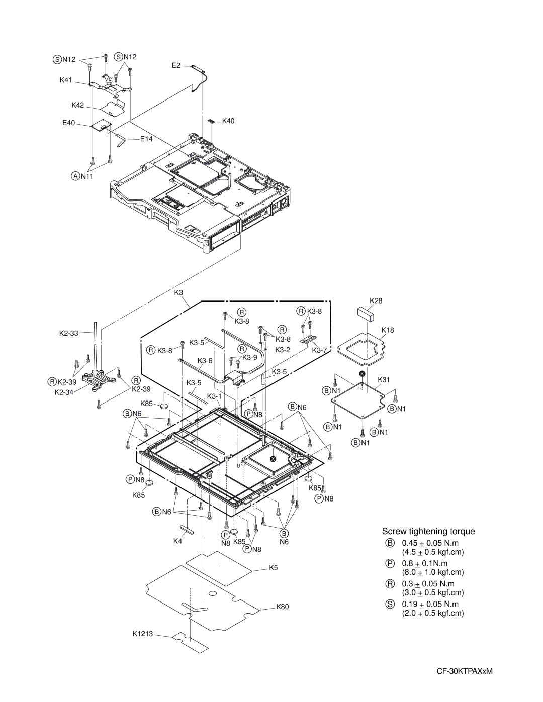 Panasonic CF-30KTPAXxM service manual Screw tightening torque 