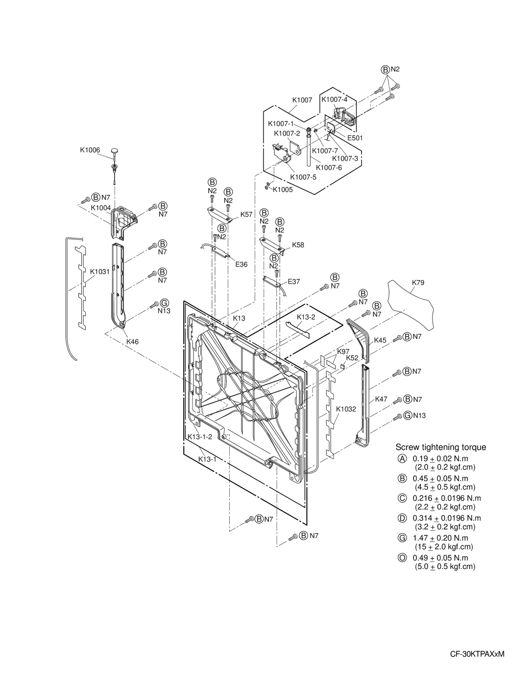 Panasonic CF-30KTPAXxM service manual N13, 45 + 0.05 N.m 