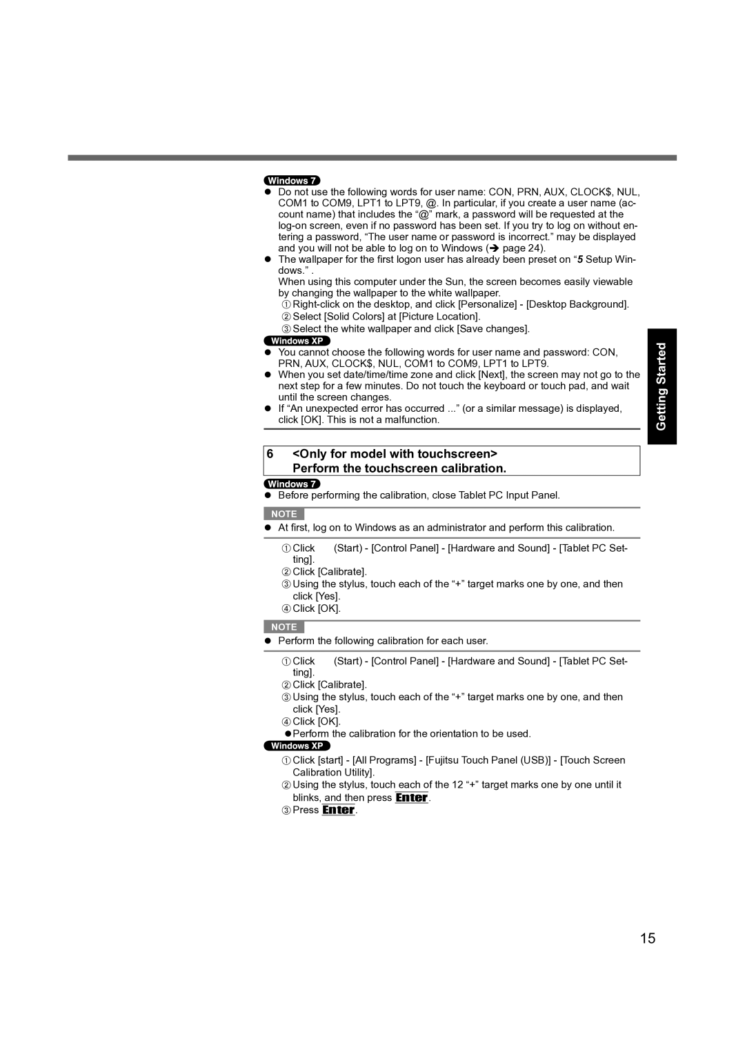 Panasonic CF-31 appendix Getting Started 