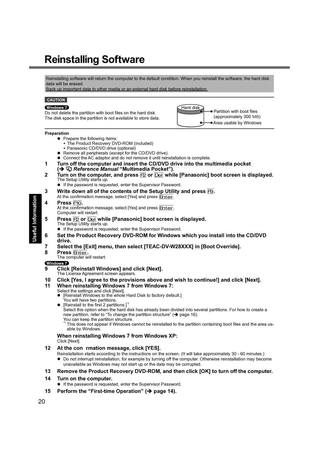 Panasonic CF-31 appendix Reinstalling Software, Reference Manual Multimedia Pocket 